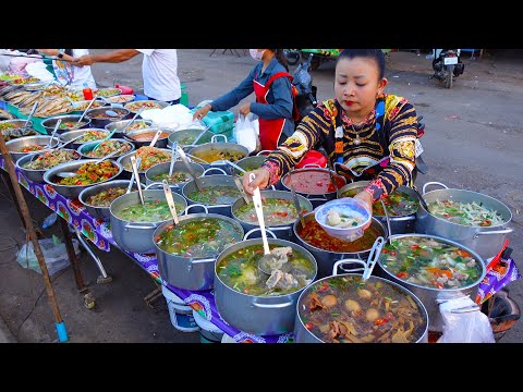 Under $1 ! Fast Serving More Than 30 Khmer Dinners |  Cambodian Street Food in Siem Reap