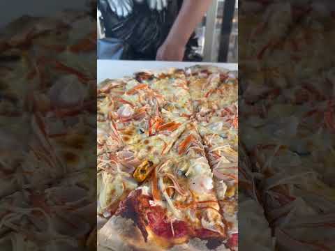 Delicious Seafood Pizza at Train Night Market Srinakarin 9 May 2023 #thailand #travel #asia #bangkok Delicious Seafood Pizza at Train Night Market Srinakarin 9 May 2023 #thailand #travel #asia #bangkok