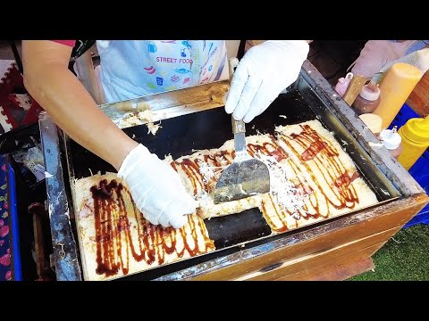 Japanese Street Food Okonomiyaki Japanese Pancake pizza Street Food Thailand | Food News Video