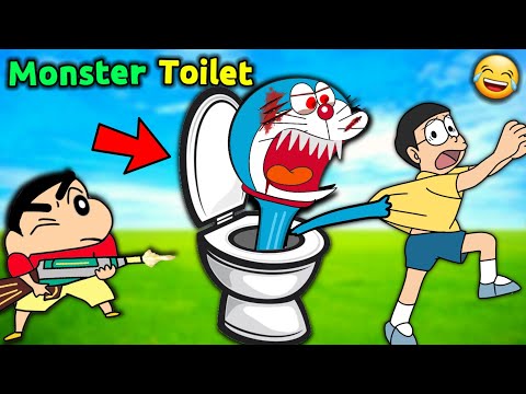 Shinchan Vs Skibidi Monster Toilet 😂 || Funny Game Skibidi Toilet 😱