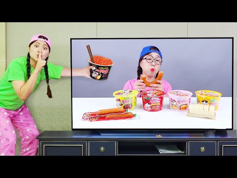 Mukbang Fire Spicy Noodle Tteokbokki 불닭볶음면 떡볶이 TV 속 편의점 음식 먹방 DONA 도나