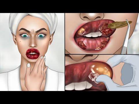 ASMR Animation 47 giantess growth ASMR vampire Popping  Lip blushing tattoo infection healing