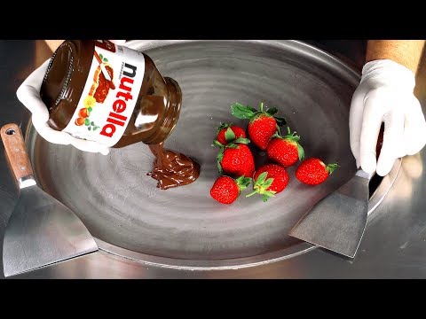 ASMR – Nutella & Strawberry Ice Cream Rolls | oddly satisfying fast rough tapping & scratching ASMR