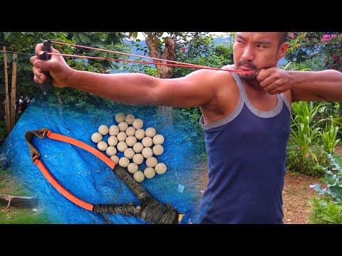 Making the best Naga slingshot and shooting small target.