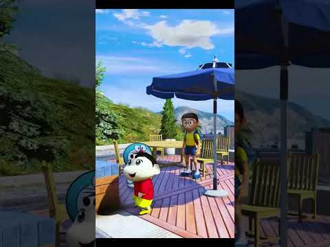 SHINCHAN & DORAEMON MEET LITTLE CHINGUM 😱😂PART-1  #shinchangta5 #vkgamer #gta5funnymoments #shorts